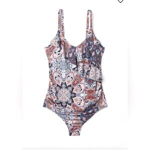 NWT- H&M MAMA MATERNITY Flounce-Trimmed Bathing Suit one piece Size L